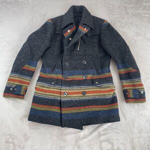 Monitaly Riders Coat Men 40 Wool Sarape Lined Chore Barn Elbow Patches USA $1500